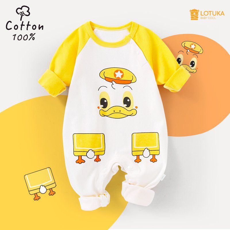 Áo liền quần cho Bé trai Bé gái mẫu quần áo trẻ em dài tay thu đông hình dễ thương chất mền mịn