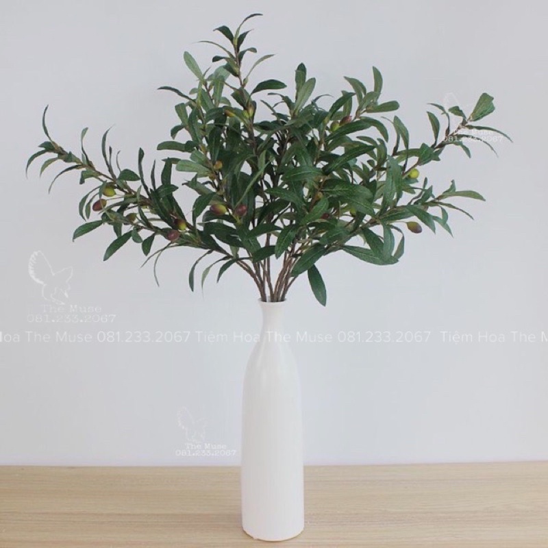 Cành Ô Liu Giả - Mô Phỏng Nhánh Olive - Decor Trang Trí Vintage - Chất Liệu Cao Cấp