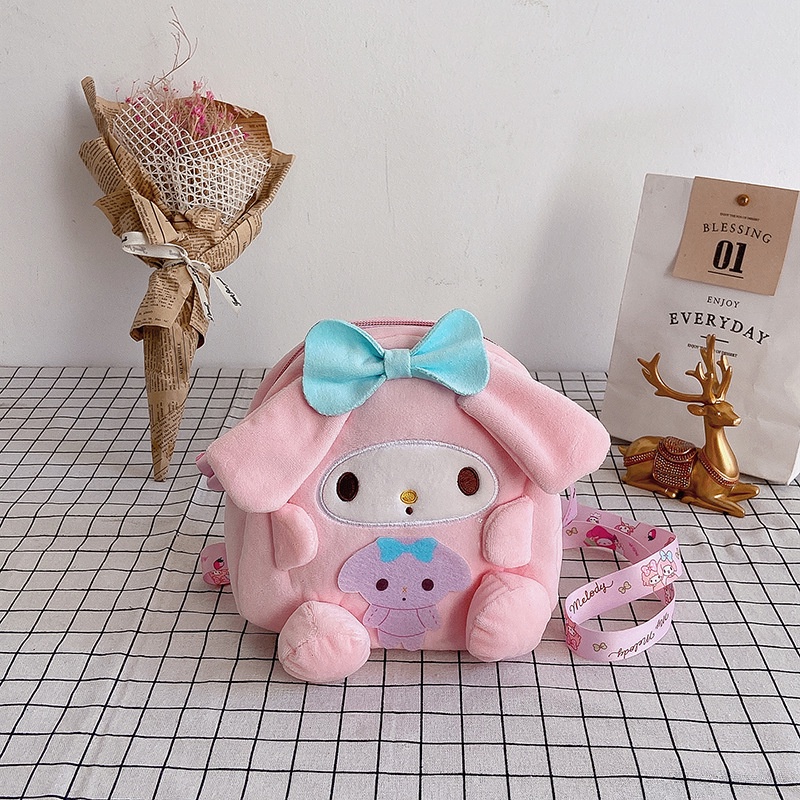 SANRIO Túi Đeo Chéo Hình Kuromi Nhồi Bông Dễ Thương Cho Nữ