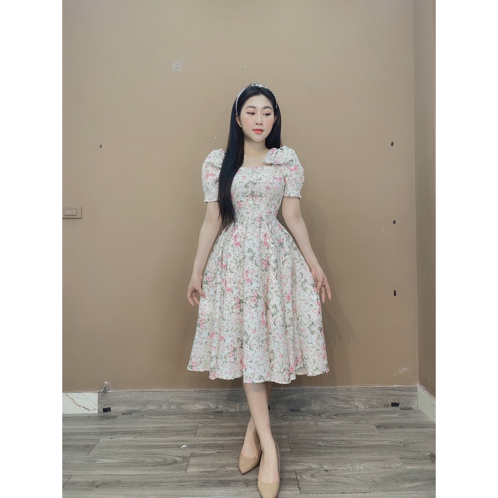 [Mã SKAMA06 giảm 8% tối đa 50K đơn 250K] Monoco- Váy cô vuông đính nơ 2 bên vai -8504 | BigBuy360 - bigbuy360.vn