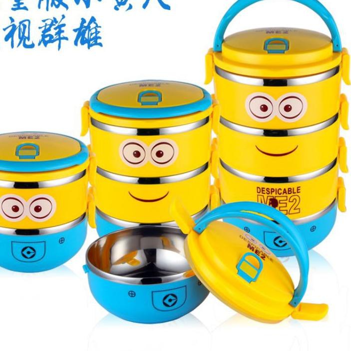 Hộp Đựng Cơm Trưa 2 / 3 Ngăn Bằng Thép Không Gỉ Hình Doraemon Dễ Thương