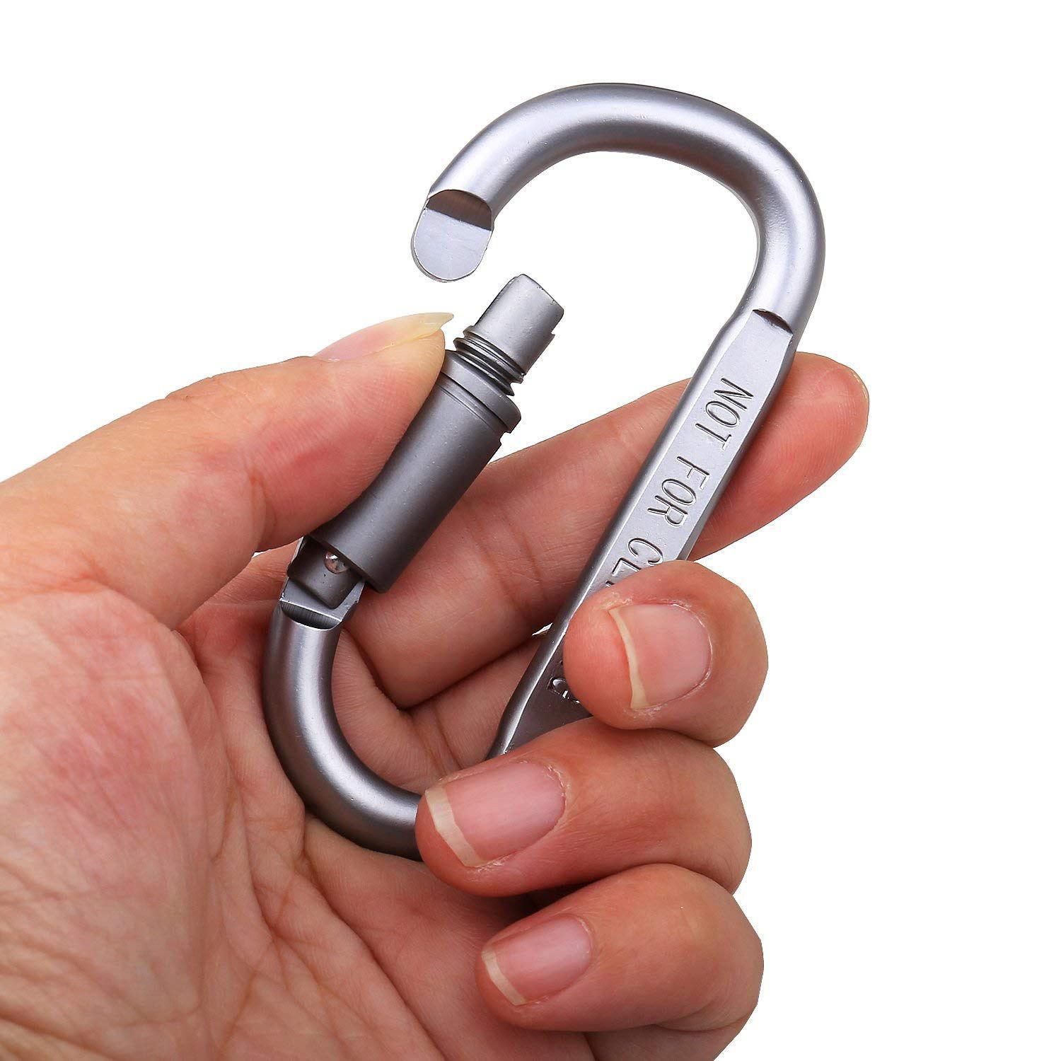 Aluminum alloy D Ring Clip D Shape Super Durable Strong and Large Carabiner keyring Keychain Clip for Outdoor Camping Key Chain Heavy Duty Screw Gate Lock Hooks Spring Link