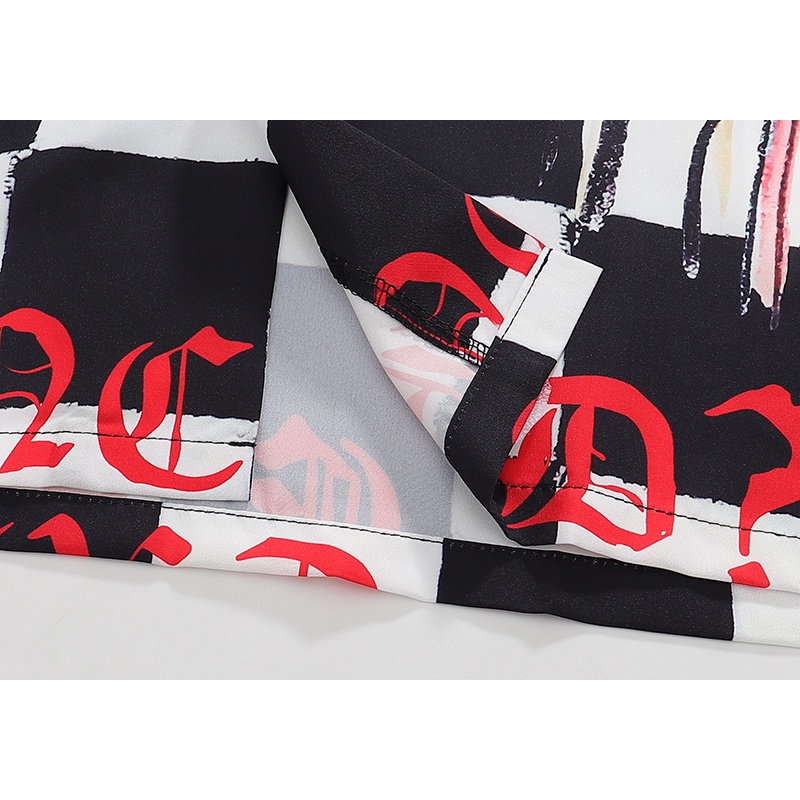 Áo Sơ Mi Tay Ngắn Họa Tiết Bảng Vẽ Thời Trang Đường Phố Mỹ Bắt Mắt Cá Tính798Roufy