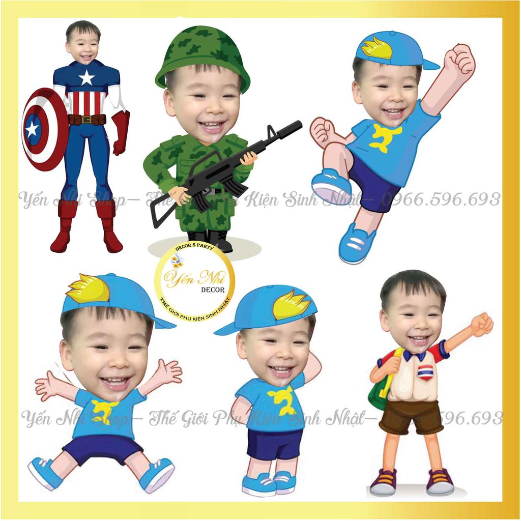 Hình chibi sinh nhật cho bé bày bàn sinh nhật vô cùng đáng yêu cho bé trai