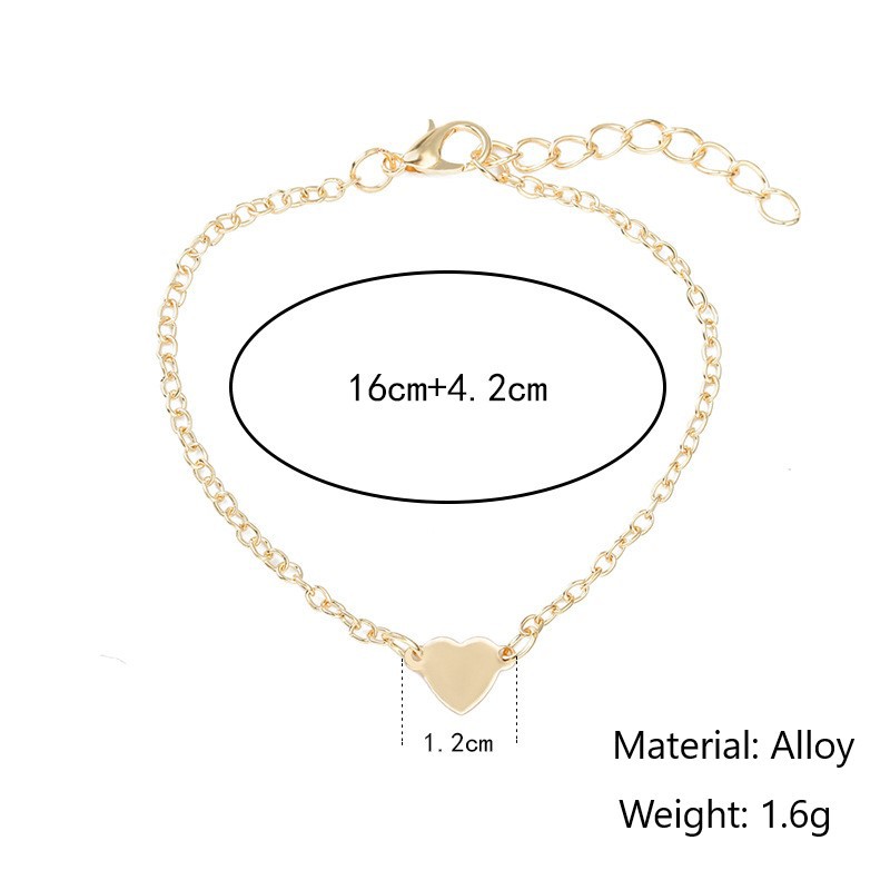 Vòng Tay Hợp Kim Mặt Trái Tim Xinh Xắn Cho Nữ