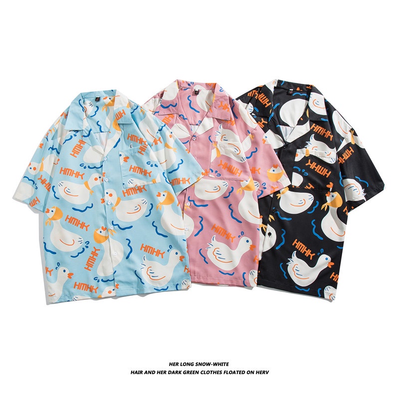 Áo Sơ Mi Tay Ngắn In Họa Tiết Hoạt Hình Phong Cách Hàn Quốc Cho Nam