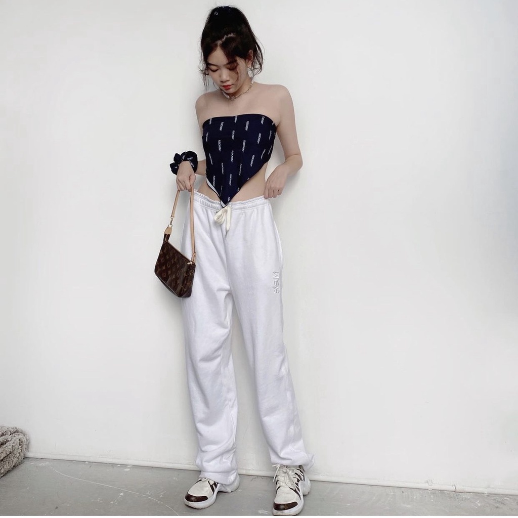 Khăn Turban, Khăn Bandana chất Lụa in Logo Pattern Fusionism - Màu Đen - Size 60x60 cm