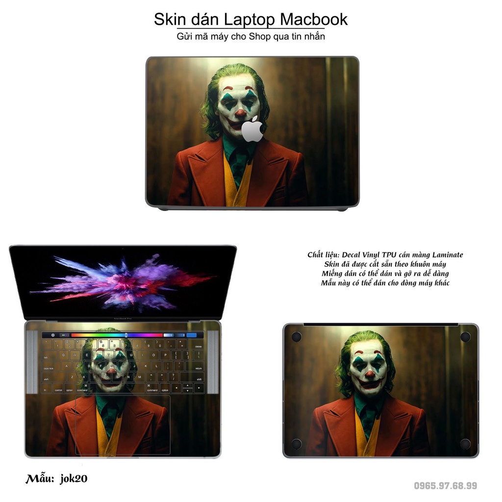 Skin dán Macbook mẫu Joker (đã cắt sẵn, inbox mã máy cho shop)