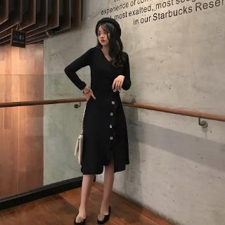 đầm len tay dài