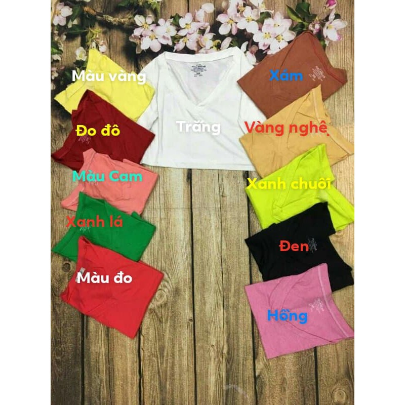 Áo croptop cổ tim thun giấy mềm mịn mát màu phản quang