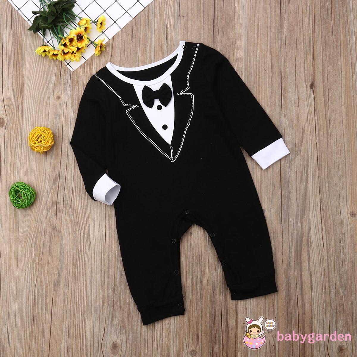 Jumpsuit Giả Vest Đính Nơ Thời Trang Cho Bé Trai