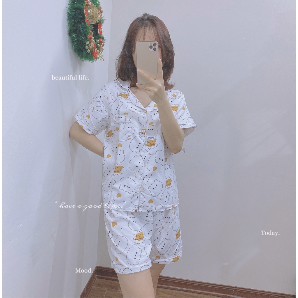 Bộ ngủ quần cộc áo cộc pijama kate thái cực hot hit bộ pyjama bộ pizama