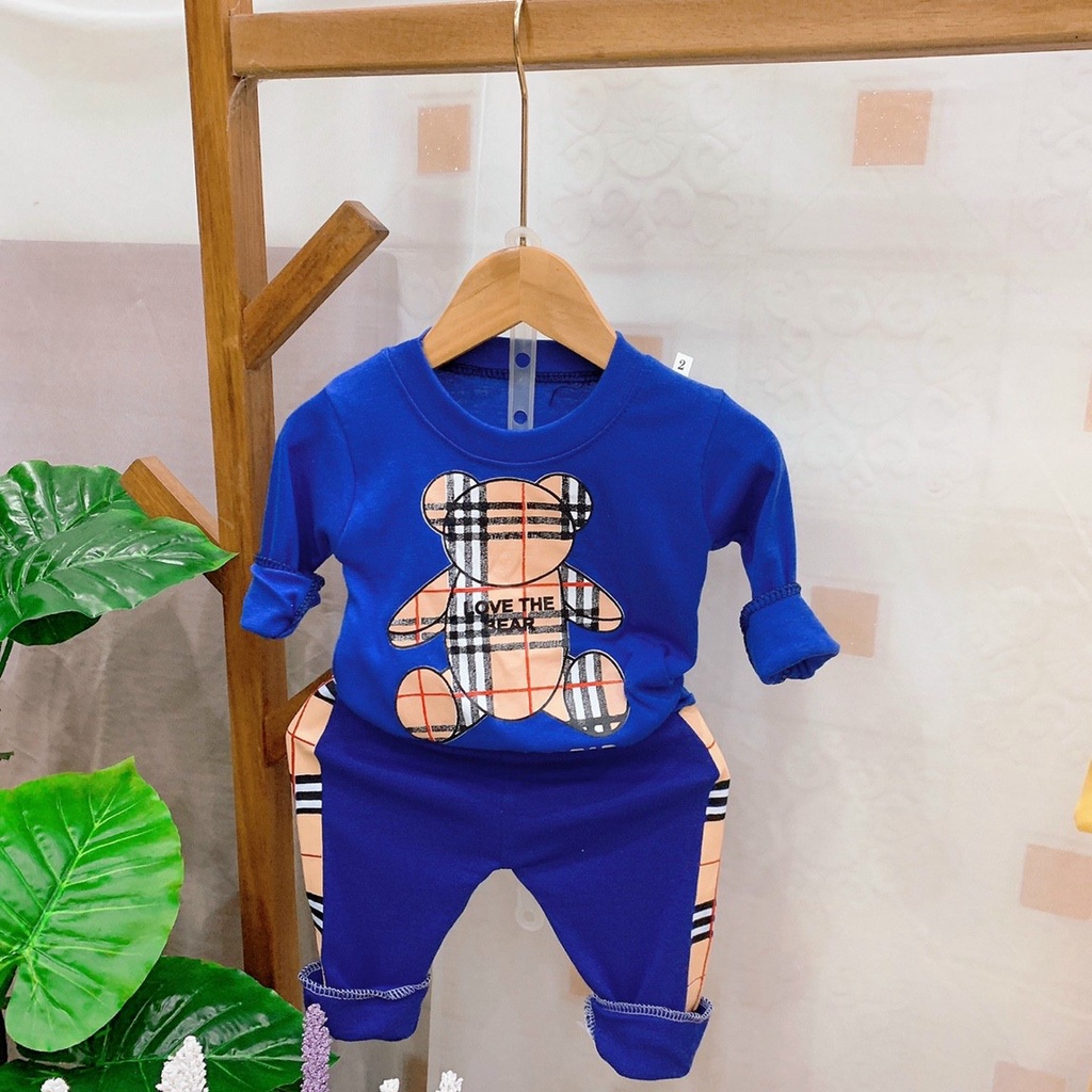 BỘ THU ĐÔNG GẤU BURBERRY CHẤT LEN TĂM BÉ TRAI/GÁI FORM LỚN 6-19kg
