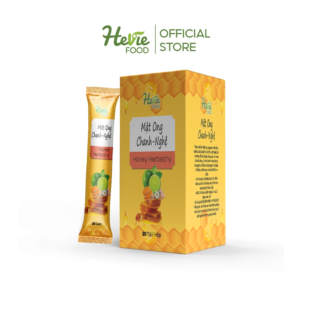 Mật ong Chanh Nghệ herbalthy dưỡng da đẹp dáng 20 Gr x 20 túi HeVieFood