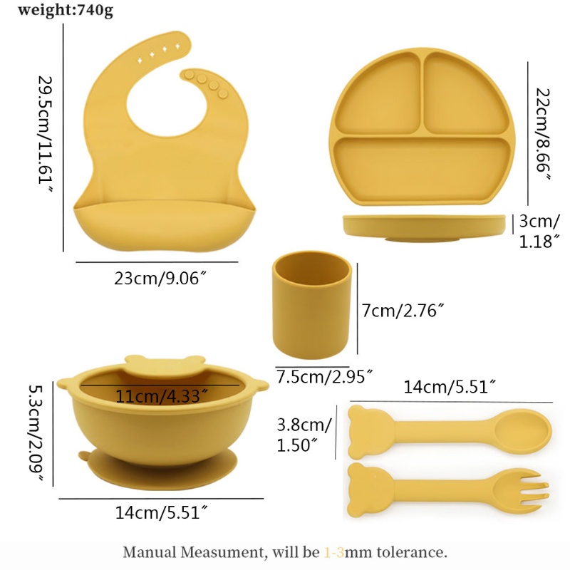 Bộ Bát Ăn Chia Ngăn Bằng Silicone Kèm Cốc Hút Dành Cho Trẻ Em