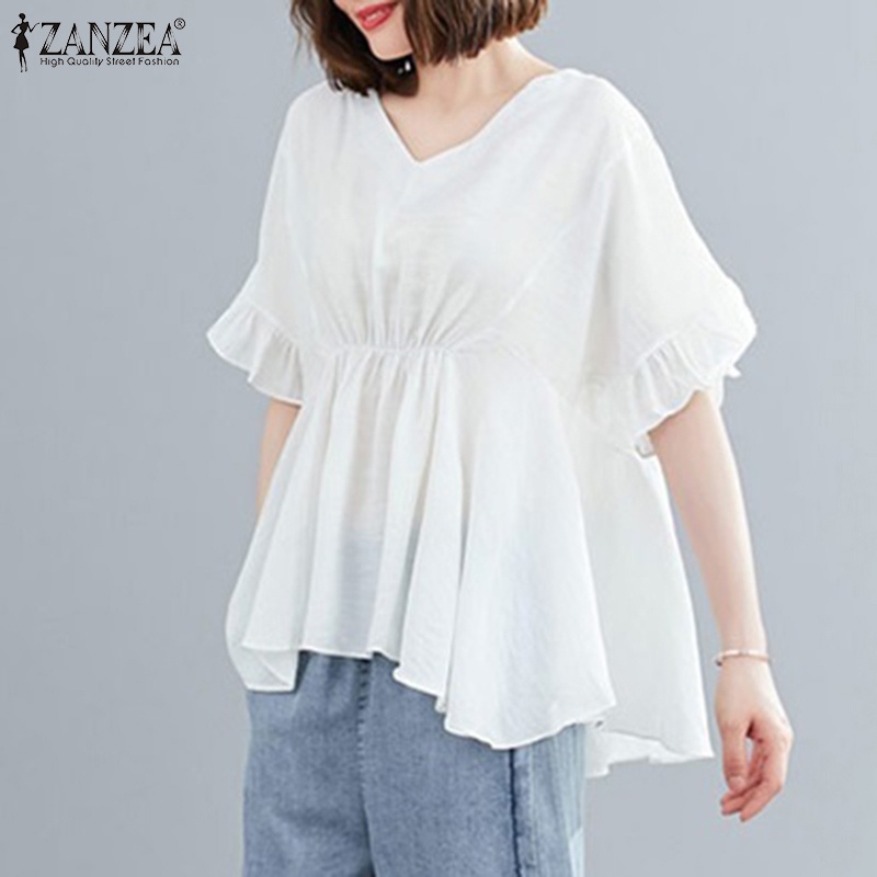 Zanzea Áo Tay Ngắn Cổ Chữ V Thời Trang Sành Điệu Cho Nữ