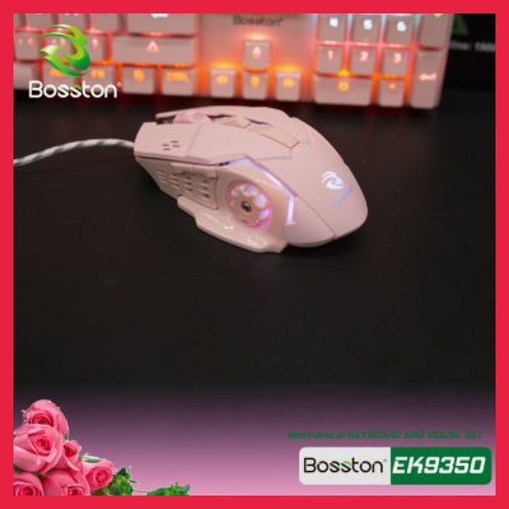 Bàn Phím Cơ Chơi Game Bosston EK9350 Phát Sáng Có Thể Điều Chỉnh LED và Chuột Cho Windows PC Gamer