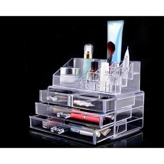 KHAY/KỆ ĐỰNG MỸ PHẨM BẰNG NHỰA MICA 3 TẦNG