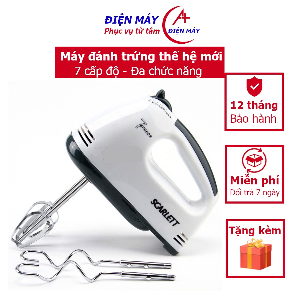 Máy Đánh Trứng Cầm Tay Mini Trộn Bột 7 Tốc Độ Công Suất 180W