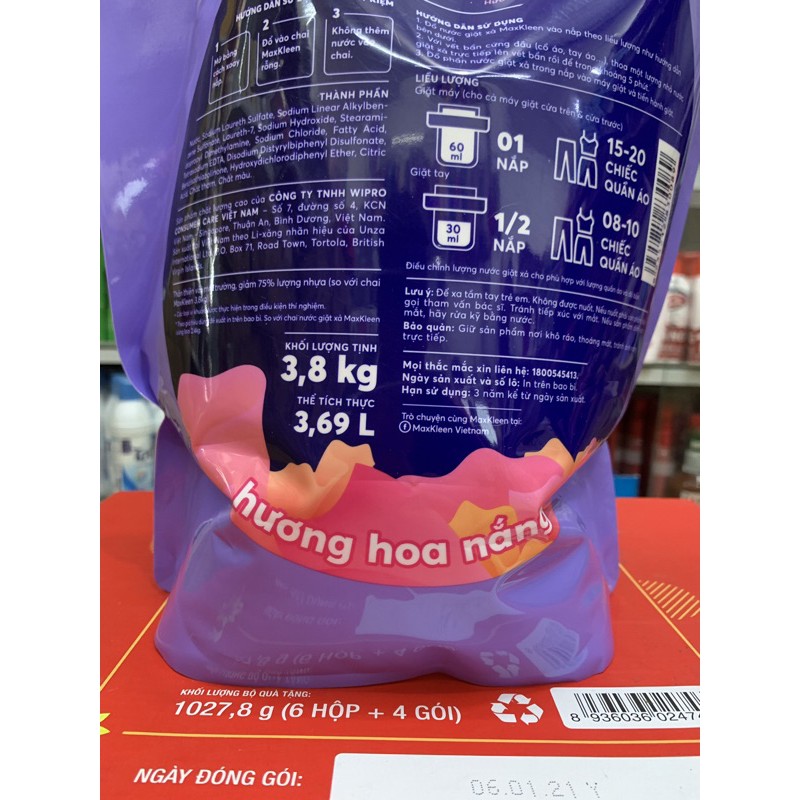 Nước Giặt Xả Max Kleen Hương Hoa Nắng 3,8kg