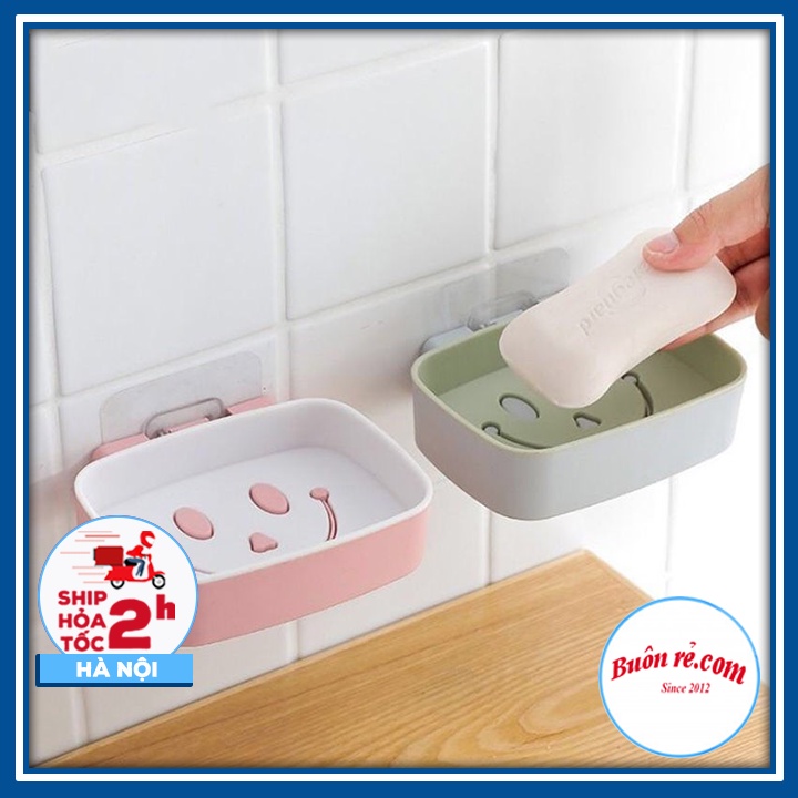 Khay Để Xà Phòng 2 Lớp Đáy Kín Hình Mặt Cười – Khay đựng xà phòng dán tường cá heo dễ thương - 00239