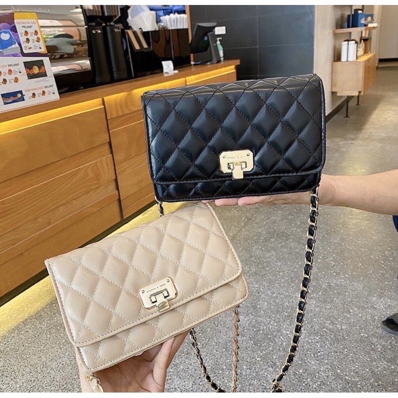 ⚡︎Freeship⚡︎Túi Đeo Chéo Nữ, Túi Trần Trám CNK Khoá Gập bản 20cm hàng xuất xịn, mã C45