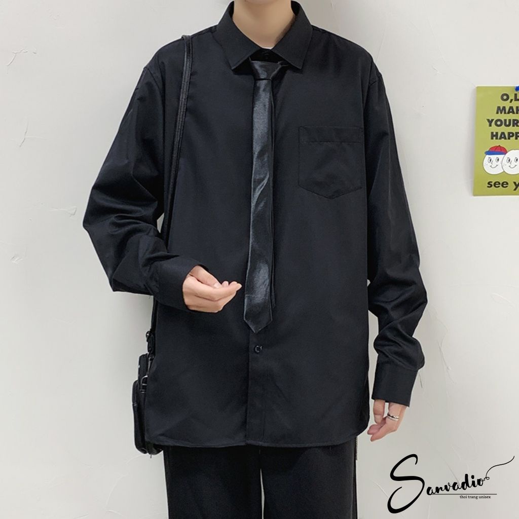 Áo sơ mi nam SANVADIO dài tay phong cách Hàn Quốc form dáng unisex-cổ bẻ-vải thái chống xù ASM30