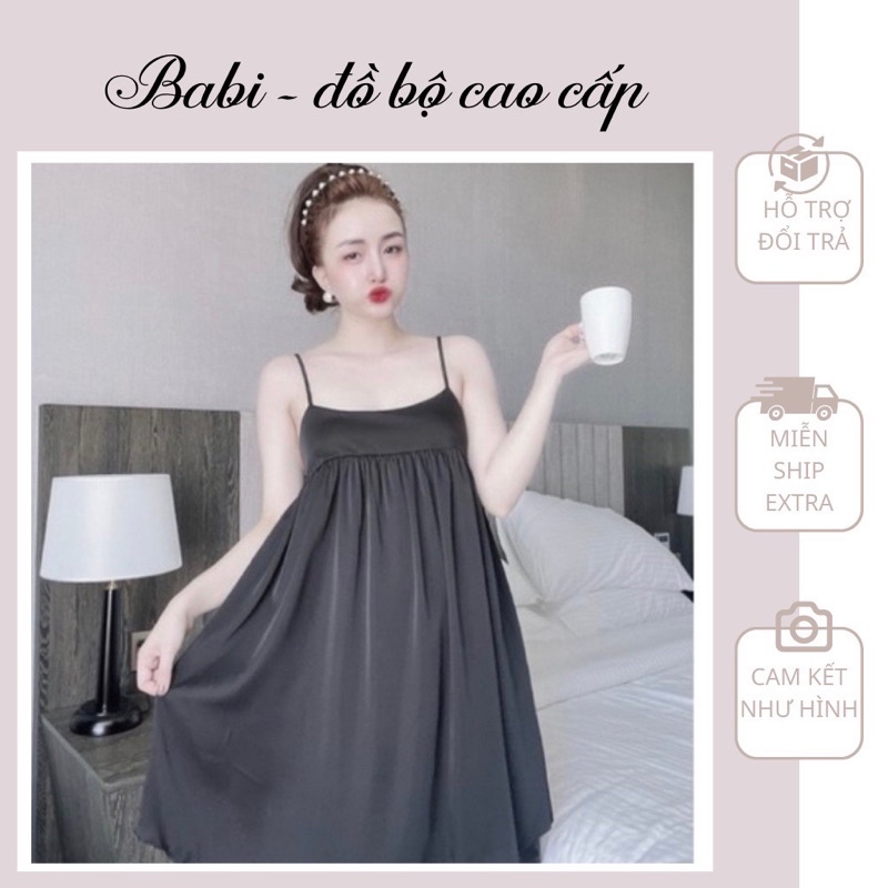 Váy ngủ nữ lụa dáng xuông cao cấp