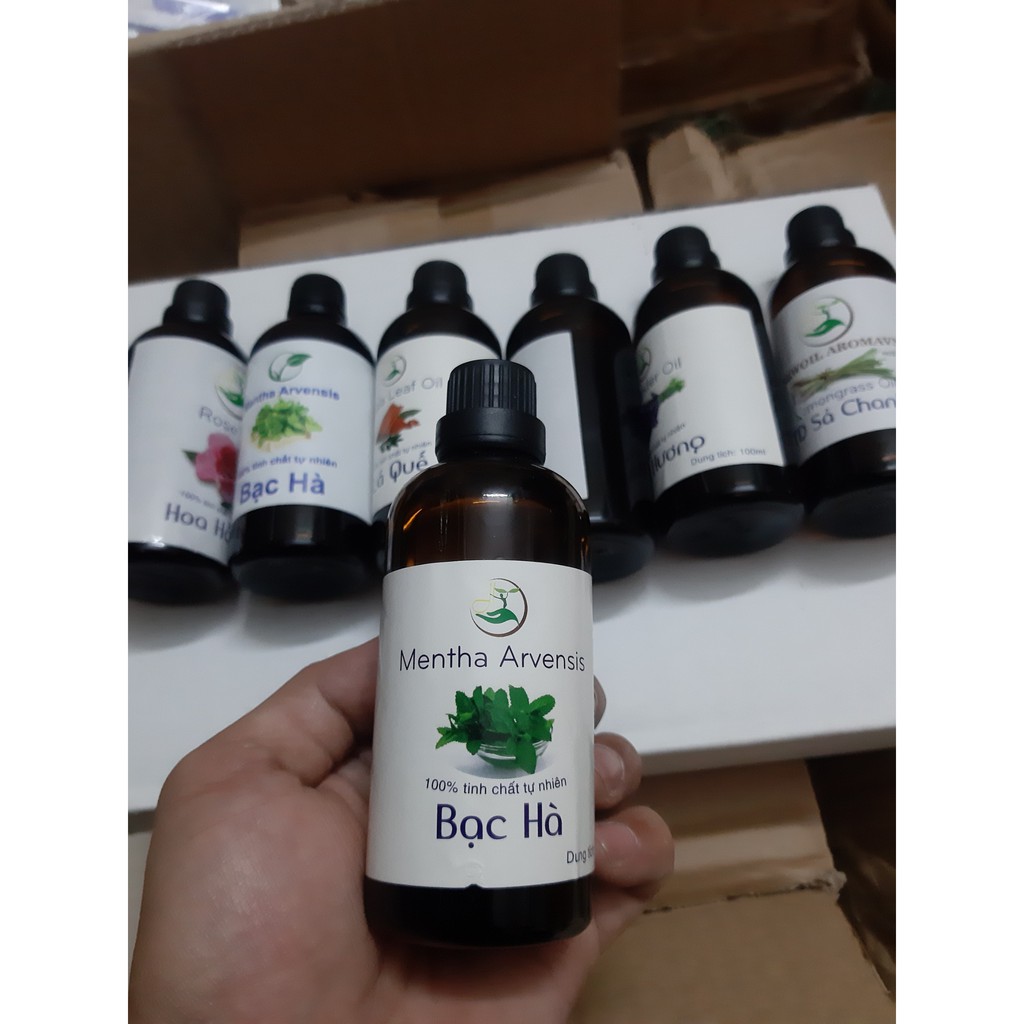 Tinh dầu xông phòng hương sả chanh, quế, hoa nhài, hoa hồng, bạc hà chai dung tích 100ml