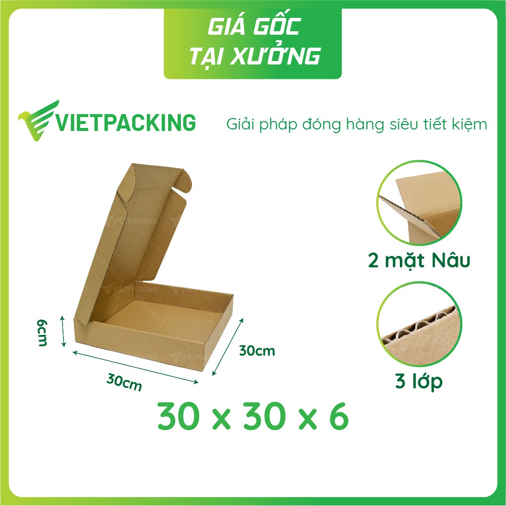 30x30x6 - 20 hộp carton nắp gài hông đựng quần áo đẹp V192