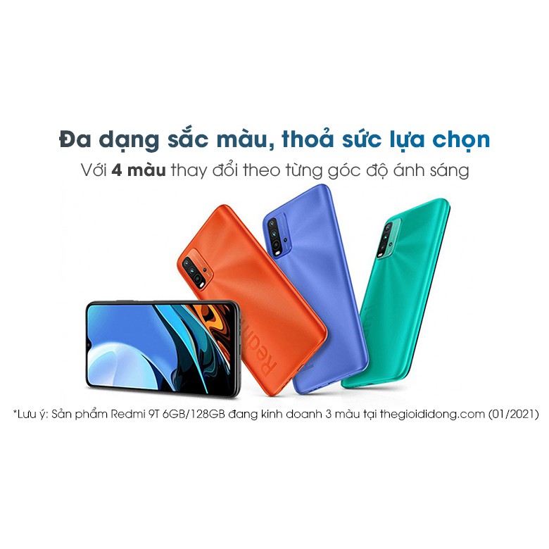 Điện thoại Xiaomi Redmi 9T- ram 6- bộ nhớ 128Gb- Hàng chính hãng- full box- Imei trùng hộp