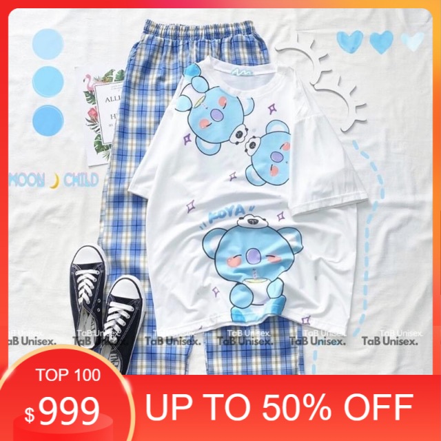 Sét áo ba voi+ quần kẻ xanh MODY