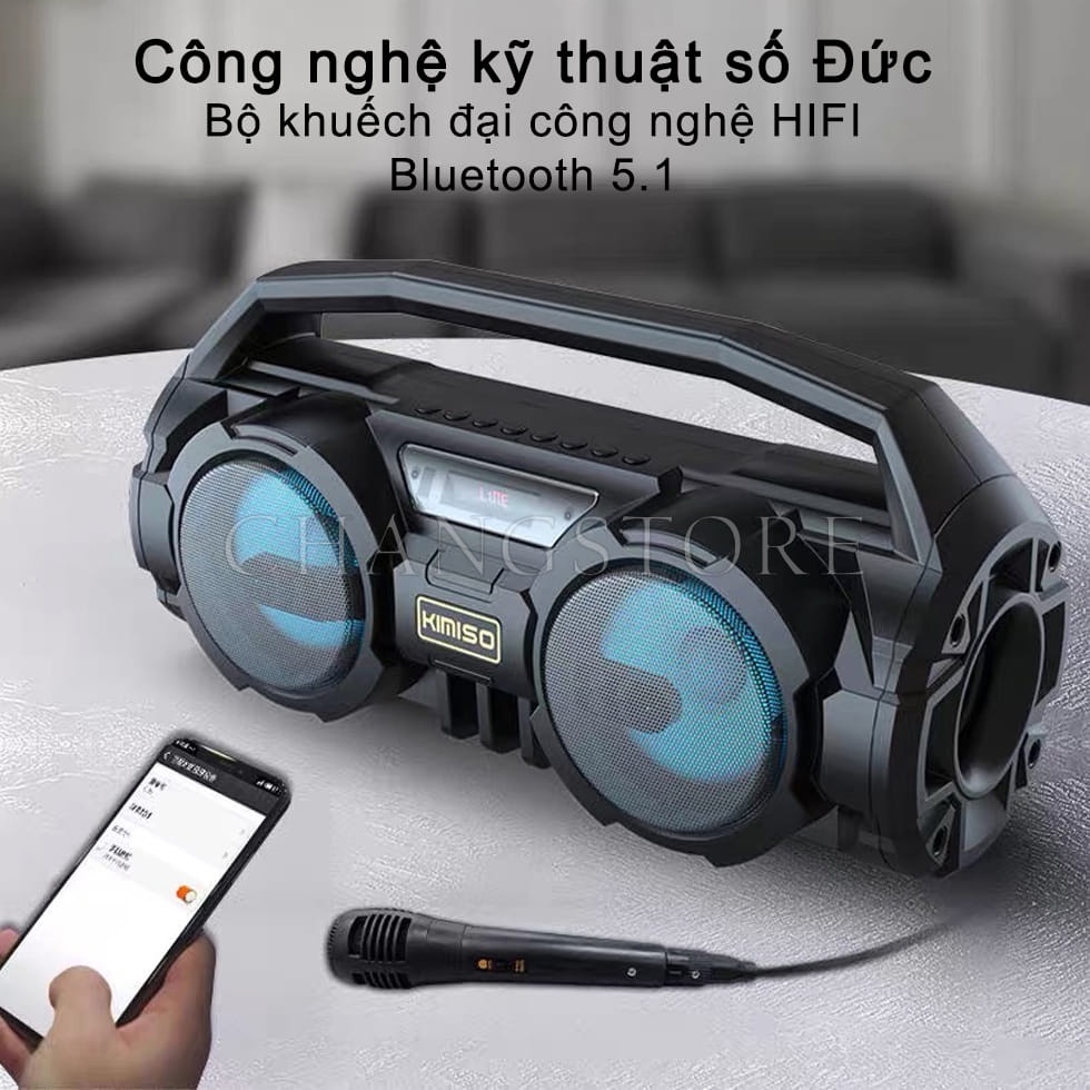 Loa Kẹo Kéo Karaoke Bluetooth Mini KIMISO Chất Lượng Âm Thanh Trong Trẻo Và Rõ Nét Cực Đã + Tặng Kèm Mic Tiện lợi