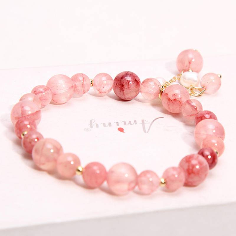 Vòng Tay ♈️  Vòng Tay May Mắn Xỏ Hạt Pha Lê Hình Hoa Đào Thời Trang Hàn Quốc Dành Cho Nữ | BigBuy360 - bigbuy360.vn