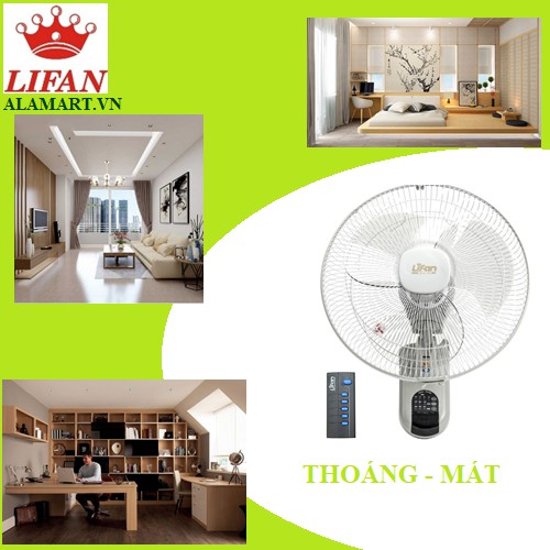 [Mã ELMS5 giảm 7% đơn 300K] Quạt Treo Tường remote Lifan TE1689 ( đảo hình sóng) | BigBuy360 - bigbuy360.vn