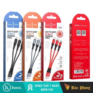Cáp 3 đầu HOCO - X47 ngắn 25cm (lightning-Micro-TypeC)