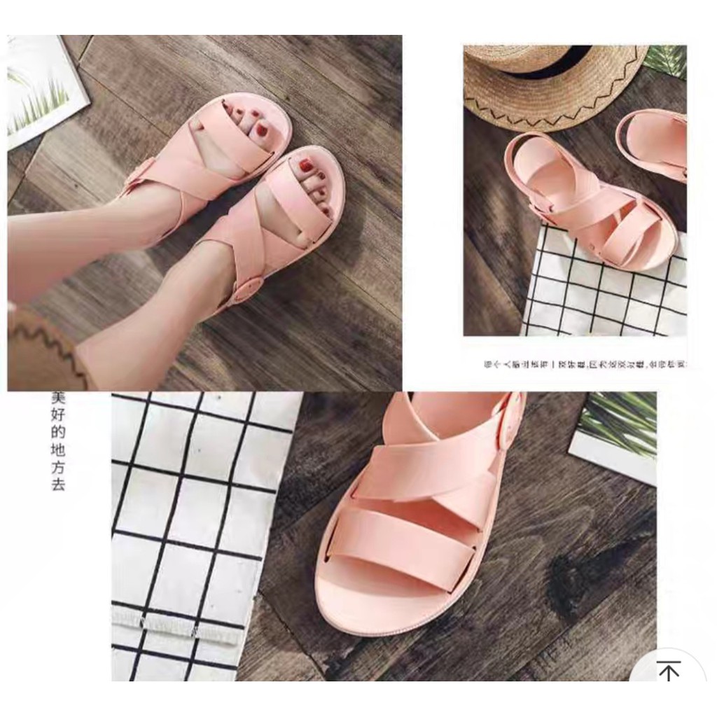 Giày sandal quai chéo CAO SU NON - THOẢI MÁI ĐI MƯA