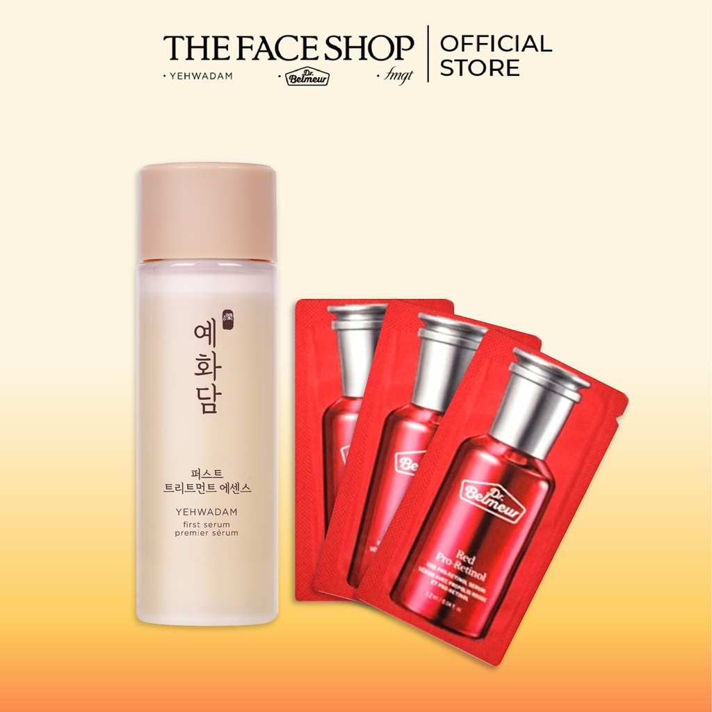 (Gift) Bộ Dưỡng Da Tinh Chất TheFaceShop YEHWADAM FIRST SERUM &  DR.BELMEUR RED PRO-RETINOL SERUM