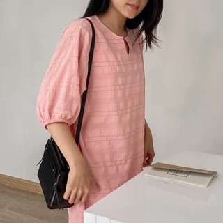Đầm suông tay phồng (hồng)