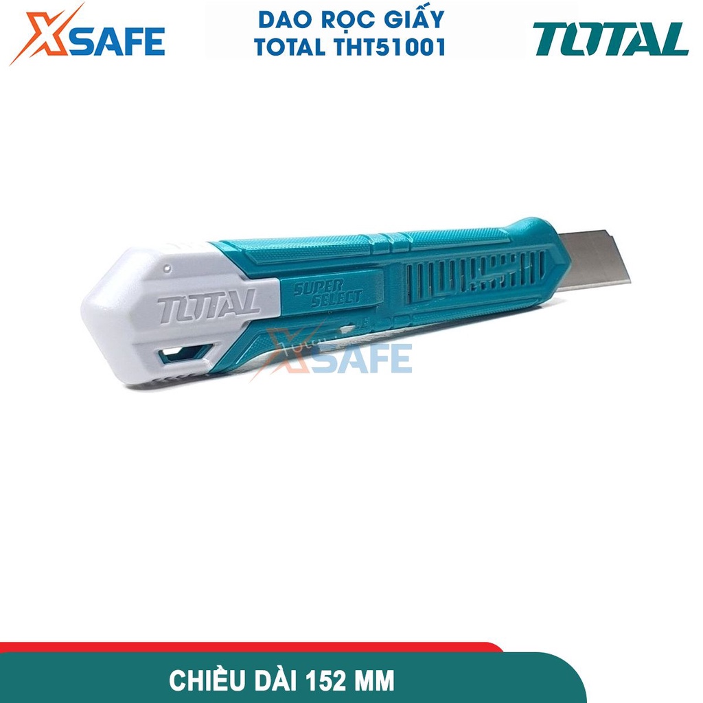 Dao rọc giấy TOTAL THT51001 kích thước lưỡi 18x100mm, dài 152mm, nút ấn dẹp, có thể thay thế lưỡi dao - CHÍNH HÃNG