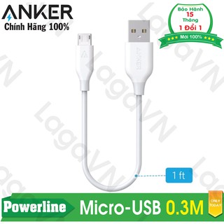 Cáp sạc siêu bền anker powerline micro-usb 0.3m cho android