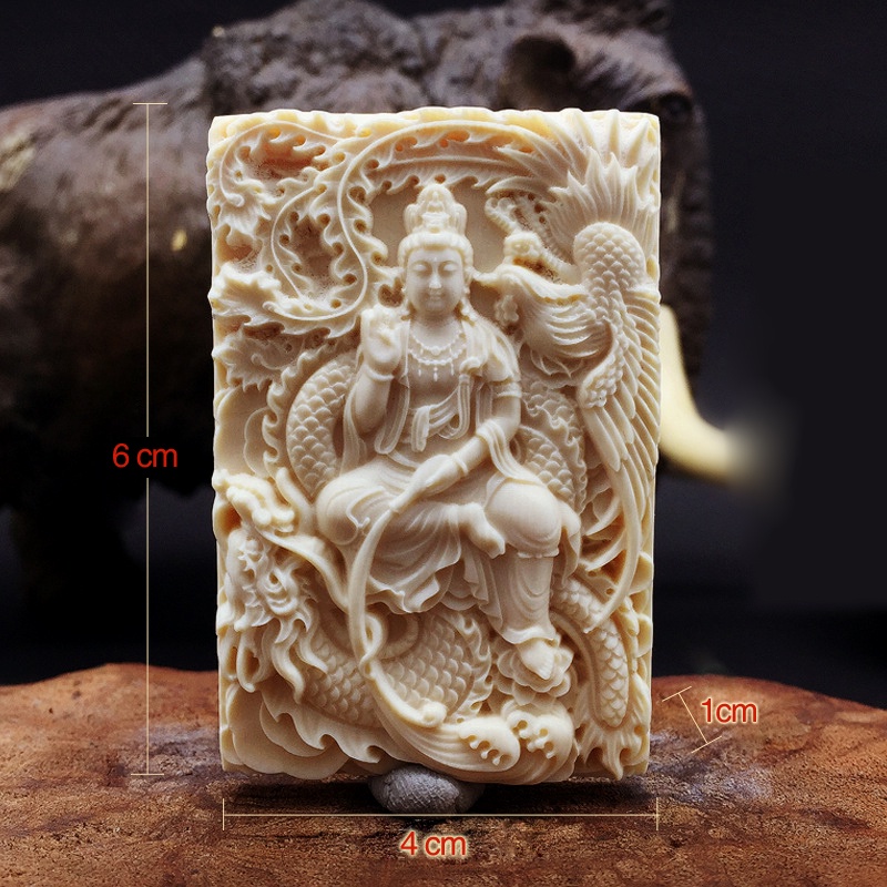 Dây chuyền Phật Quan Âm Long Phụng (Long Phụng Quan âm) bằng trái ngà - MN01 (Có cả dây và mặt)