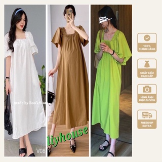 Đầm nữ dáng rộng cộc tay mùa hè, váy đi biển du lịch dáng dài form rộng co giãn 4 chiều