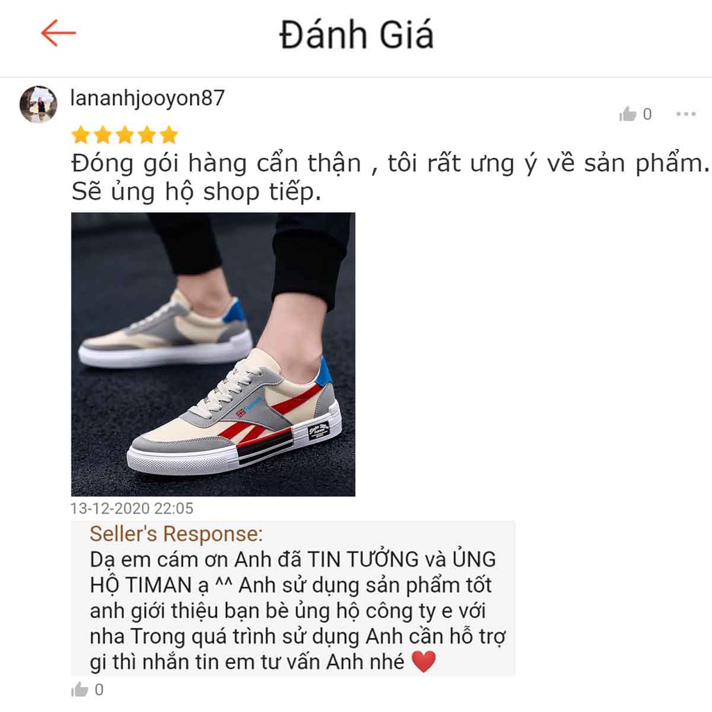 Giày thể thao nam, giày sneaker TIMAN CT27 đế êm vải thoáng khí bảo hành 1 năm