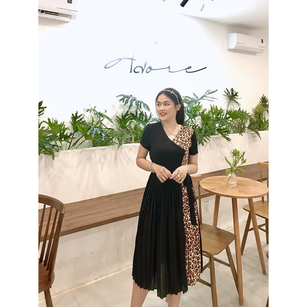 Đầm LAMER Midi Dập Ly Phối Sườn L63I20H021