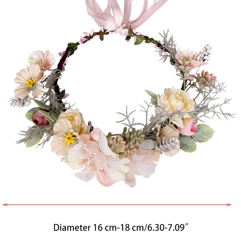 Flgo Vòng Hoa Hồng Boho Có Ruy Băng Đội Đầu Cho Tiệc Cưới Lễ Hội