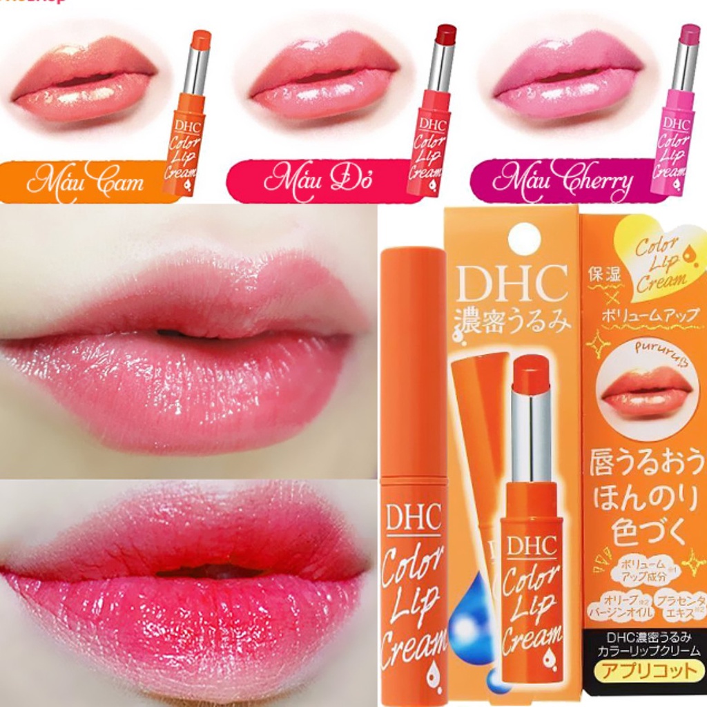 Son Dưỡng Môi Dưỡng Ẩm Có Màu Hỗ Trợ Giảm Thâm Môi, Son Dưỡng DHC Color Lip Cream Có Màu Dưỡng Ẩm Căng Mọng