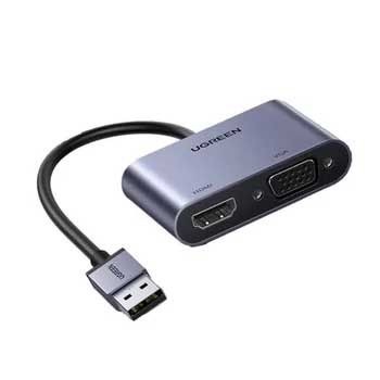 Cáp chuyển đổi USB 3.0 sang HDMI + VGA Cao Cấp Ugreen 20518 Chính Hãng