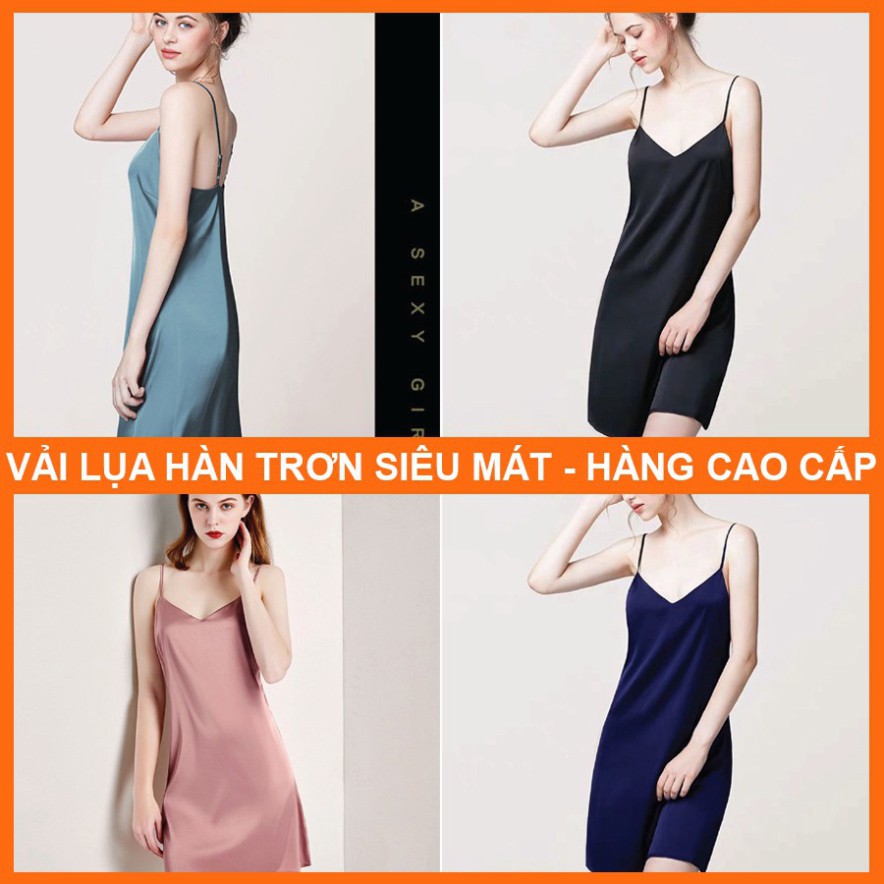 Váy ngủ lụa 2 dây, váy ngủ lụa hai dây sexy gợi cảm