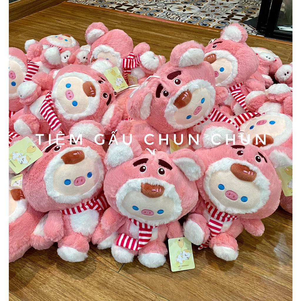 Gấu bông thú nhồi bông heo cosplay Losto dâu 25cm